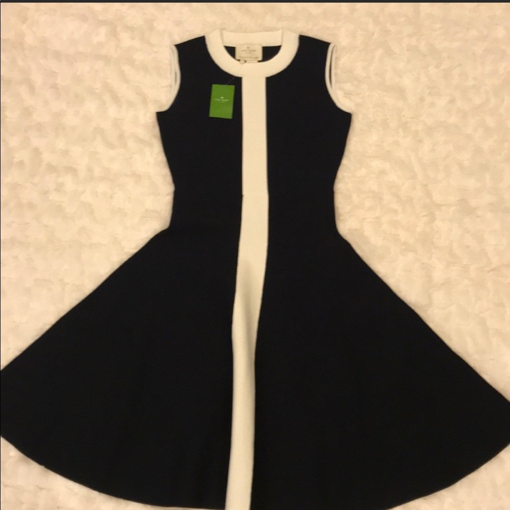 Kate Spade NWT Mod Sweater Dress Navy Cream XS